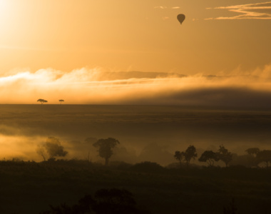 Luftballon over Rekero Camp i Kenya, Afrika Luftballon over Rekero Camp i Kenya, Afrika