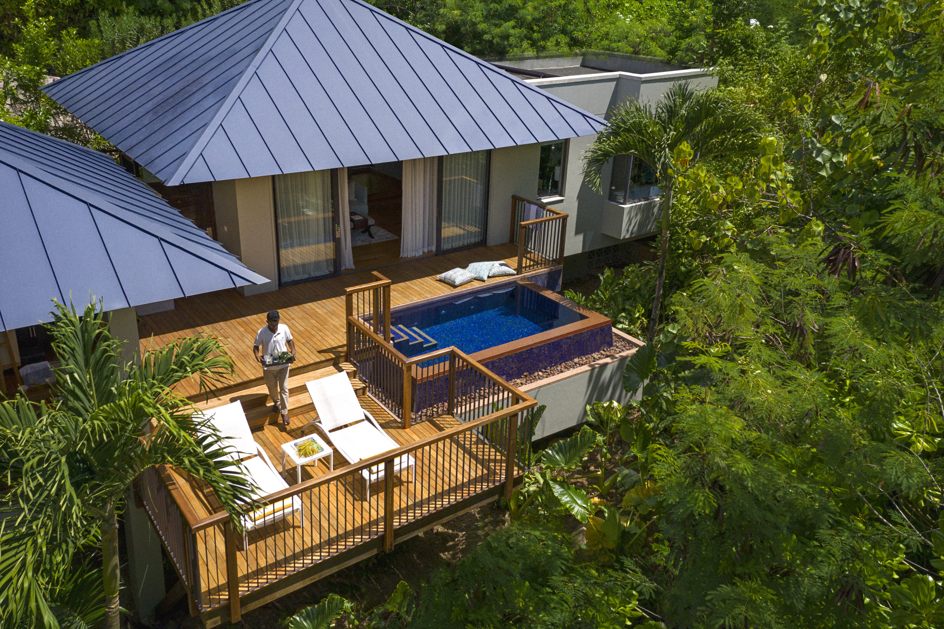 Seychellerne-Raffles Seychelles-Hillside Pool Villa-aerial Hillside Pool Villa på Raffles Seychelles, Seychellerne
