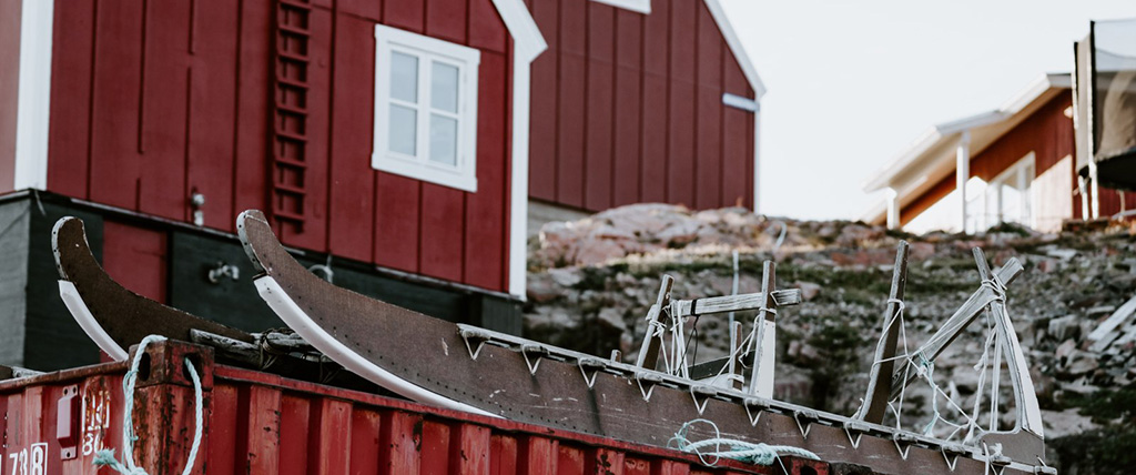 Huse og vinterslæde, Grønland