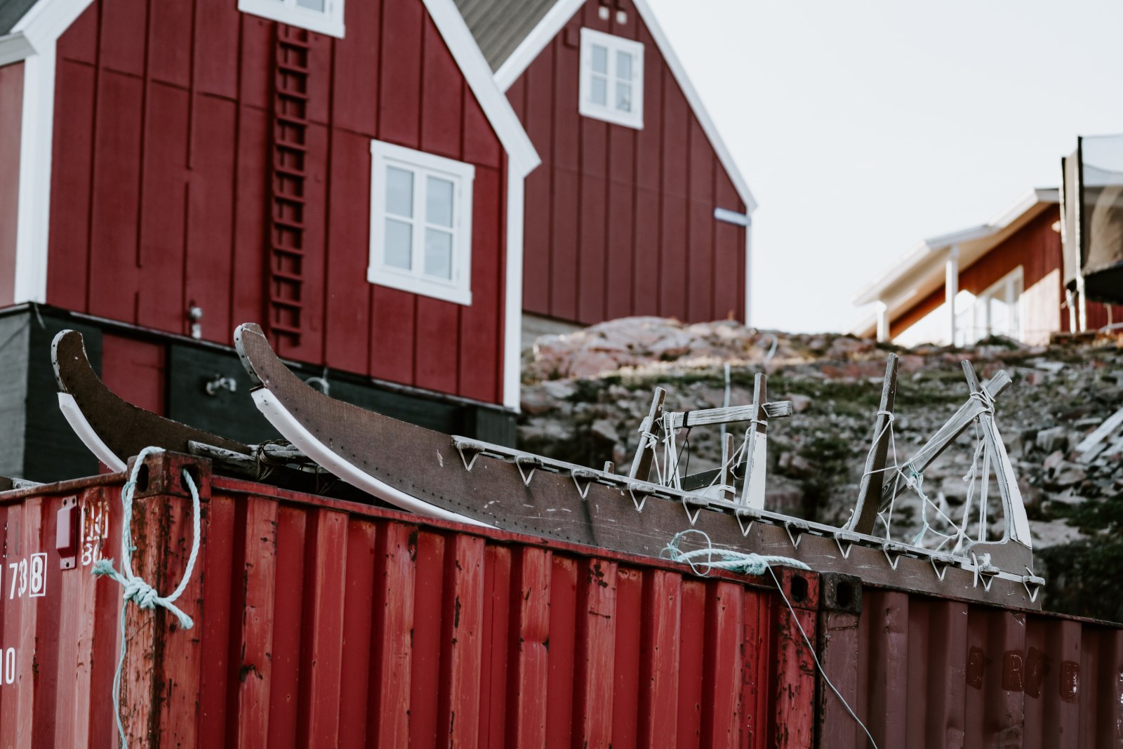 Huse og vinterslæde, Grønland